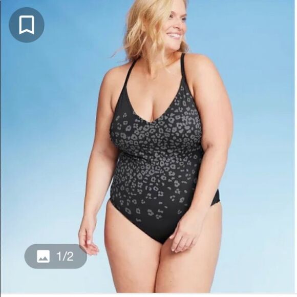 Kona Sol swimsuit one piece NEW plus size adjustable built-in bra black 18W - Picture 1 of 14